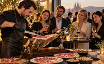 Corte de jamón al atardecer