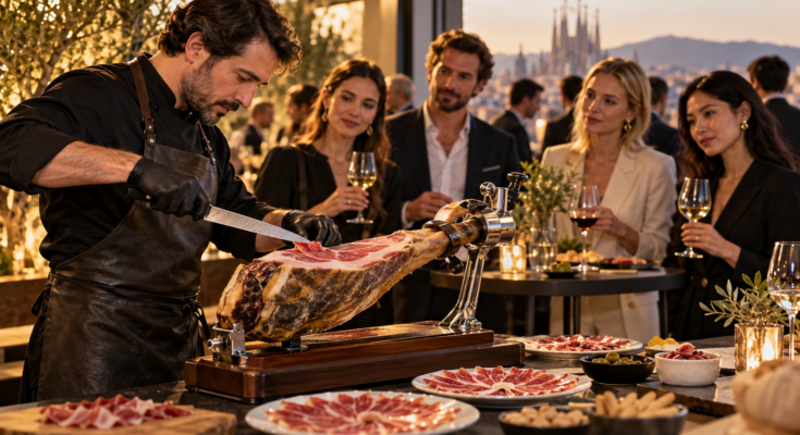 Corte de jamón al atardecer